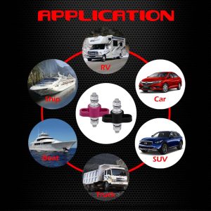 3/8" Stud Remote Battery Terminals 12V 250A, Ampper M10 Single Stud Battery Junction Post Thru Panel Remote Terminal Jumper Post Feed Through W/Cover (1 Pair)