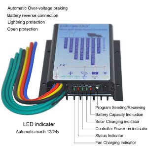 Pikasola Hybrid Wind & Solar Controller for 12V/24V Battery Auto, 30A Charge Controller for Off Grid Max 800W Wind Turbine & 1000W Solar Panel with MCT Charging