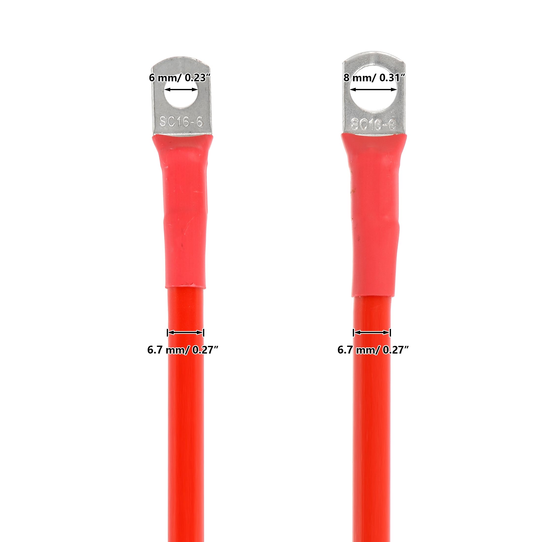 Auxbeam 7 AWG 7FT Battery Cables 2PCS, 7 Gauge Battery Cable Wire w/0.23" and 0.31" Tinned Copper Lugs, Compatible with Auxbeam Switch Panels & More - Image 3