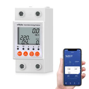 eMylo Smart Watt Meter Single-Phase AC 63A 80-400V, Tuya WiFi Power Meter Energy Monitor APP Remote Control, Circuit Breaker and Leakage Protection Suitable for Apartment Factory Home Energy Monitor