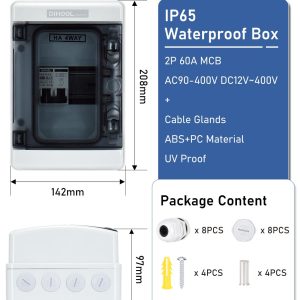 DIHOOL 60 Amp DC Circuit Breaker Box, PV Solar Disconnect Switch with Small Breaker Box