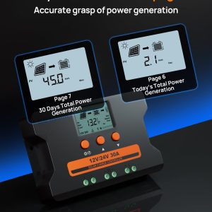 ECO-WORTHY Solar Charge Controller 30A with Bluetooth,WiFi, APP Remote Connection, Solar Panel Custom Battery Regulator, Dual USB Port Auto 12V/24V PWM for FLD/LiFePO4/SLD/GEL RV Solar System