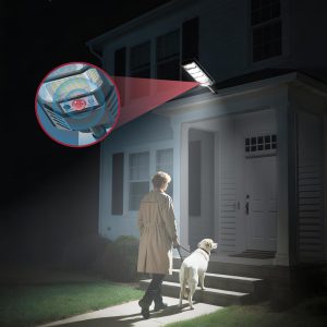 Eontim Solar Street Lights Outdoor, Wide-Angle LED Flood Light with Motion Sensor, Dusk-to-Dawn, Waterproof, Solar Powered Security Light for Yard, Driveway, Garage, Barn (4 Pack)