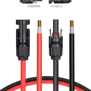 BougeRV 20 Feet 10AWG Solar Extension Cable with Female and Male Connector with Extra Pair of Connectors Solar Panel Adaptor Kit Tool (20FT Red + 20FT Black)