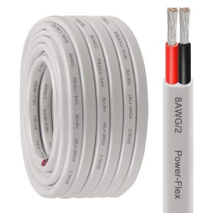 Kimbluth 8 Gauge Duplex Marine Wire Tinned Copper Boat Cable, 10ft 8 AWG Standard USA OFC Oxygen Free Copper Wire for Automotive Boat Speakers Solar Outdoors