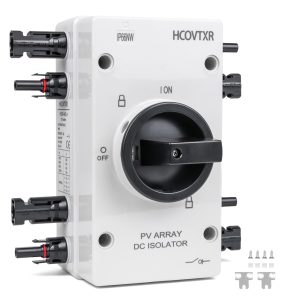 HCOVTXR Solar Disconnect Switch 32Amp 1000VDC,4 Pole Solar Isolator Switch with IP66 Waterproof Enclosure,DC Disconnect Switch for Solar Panel