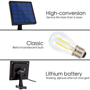 Ousam Led Solar Lights Outdoor, Solar Powered Shed Light Pendant Bulb Dusk to Dawn Extension Cable 9.8FT Waterproof for Indoor, Shed, Chicken Coop, Gazebo, Barn (Warm White)