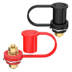 Joinfworld Thru Panel Battery Bulkhead Connectors 3/8" Stud with Copper Core 250A Battery Charging Jump Post Kit with Cover for Automotive Marine Auto RV Truck Can-am