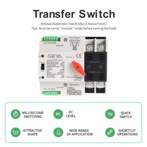 GAEYAELE Automatic Transfer Switch Three Phase ATS 100A 220V Power Transfer Switch Din Rail Mounted Controller Electrical Type(3P-100A-AC220V)