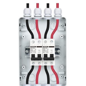 DIHOOL DC Circuit Breaker Box Cover with UV-Proof, 20 Amp Electrical Power Distribution Box 2 in 2 Out, PV Solar Disconnect Switch