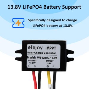 ELEJOY 8 Amp 13.8V 100W MPPT Solar Charge Controller 99% LiFePO4 Lithium Iron Phosphate Battery Ultra-Compact and Lightweight IP67 Waterprof