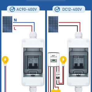 DIHOOL Solar Panel Disconnect Switch with IP65 Din Box, 30 Amp Dual Pole 12V-400V, Non Polarized AC DC Miniature Circuit Breaker, PV Array Shut Off Isolator