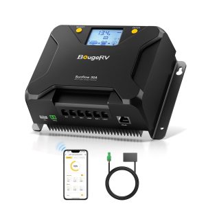 BougeRV MPPT Solar Charge Controller 30A, w/ Low-Temp Cut-Off, APP Control, Backlit LCD, 30 Amp Solar Panel Regulator 12V/24V for LiFePO4, SLD, Gel, FLD, AGM Battery, RV, Marine, Upgraded