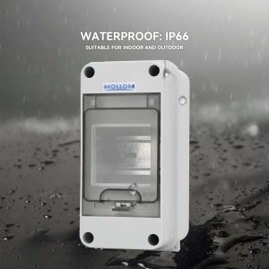 MOLLOM 3 Way Circuit Breaker MCB Distribution Protection Box with DIN Rail, IP65 Waterproof,for Indoor and Outdoor
