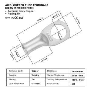 Battery Cable - iGreely 8 AWG 8 Gauge Wire Tinned Copper Wire Battery Power Inverter Cables with 3/8'' Lugs Terminals for Solar Panel Automotive Motor Automotive Motorcycle RV Marine Boat 10ft/3m