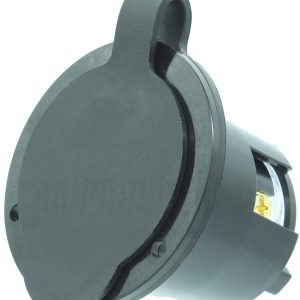 Journeyman-Pro 2315, NEMA L5-20 Flanged Inlet Generator Plug, 20A 125 Volt, Locking Receptacle Socket, Black Industrial Grade, Grounding 2500 Watts (with Waterproof Cover)