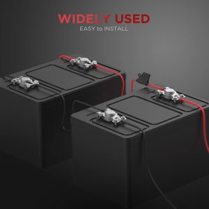 3/8" Ring Eyelet Terminal Battery Boost Cable Heavy-Duty 30A Fuse 12V/24V 12AWG Cord 10Ft