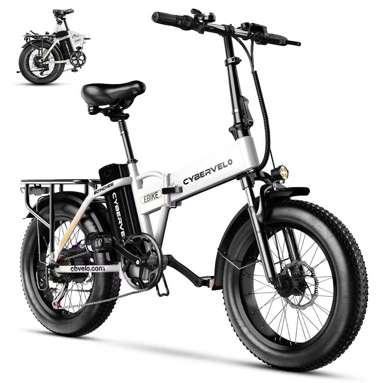 1000W Folding Electric Bike, 48V 20.8AH Large Removable Battery E-Bike, 30+MPH, 80 Miles Max Range, 20" Fat Tire Electric Bike for Adults, Adult Electric Bicycles Commute E-Bikes For Women/Men