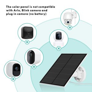 5W Solar Panel for Security Camera Outdoor, 5V USB Solar Panel Charger Compatible with Rechargeable Battery Powered Cam, IP65 Waterproof, 9.8ft Cable, 360° Adjustable Bracket