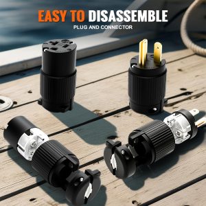 Journeyman-Pro 520CV 20 Amp 120-125 Volt, NEMA 5-20R, 2Pole 3Wire, Straight Blade, Female Plug Replacement Cord Connector Outlet, Commercial Grade PVC (Black 1-Pack)