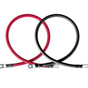2/0 AWG 2/0 Gauge Red + Black Pure Copper Battery Inverter Cables Solar, RV, Car, Boat 2 feet 3/8" Cable Lugs