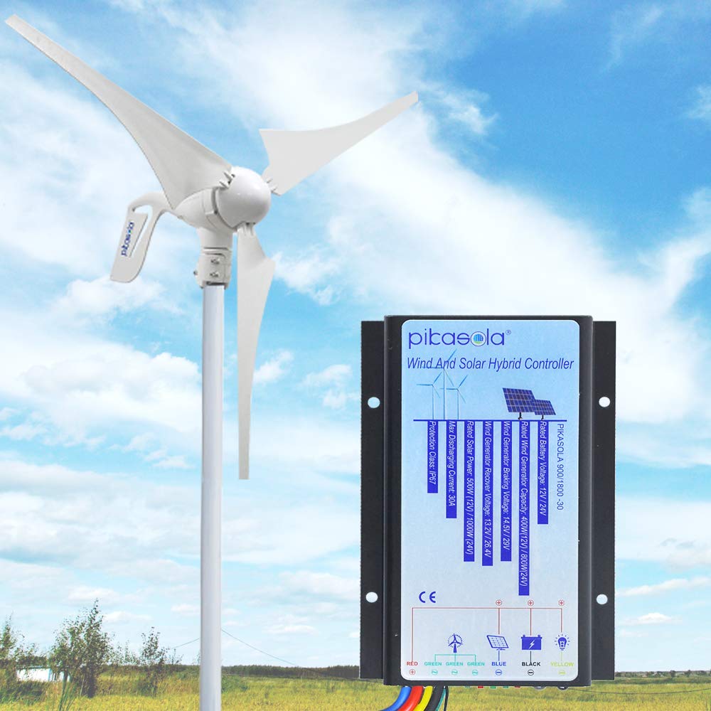 Pikasola Hybrid Wind & Solar Controller for 12V/24V Battery Auto, 30A Charge Controller for Off Grid Max 800W Wind Turbine & 1000W Solar Panel with MCT Charging - Image 2