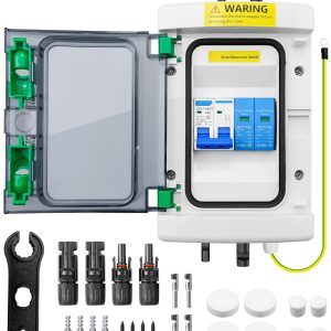 40A DC Solar Disconnect Switch – IP65 PV Circuit Breaker Box, 500V PV Disconnect Switch with Surge Protector & Solar Panel Connectors (Plug-and-Play)