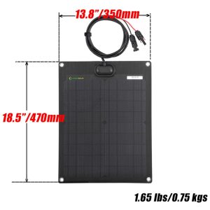 Lensunsolar 20W 12V ETFE Black Flexible Solar Panel, 18.5x12in, Ultrathin Ultra Lightweight, PERC Mono High Efficiency Solar Cells, for Campers, RVs, Boats,Camping, Tent
