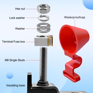 2 PCS MRBF Terminal Fuses Block Kit Suitable for Boats RVs Solar Systems for Inverters Charging Piles Trolling Motors, IP66 Waterproof Fuse, 250Amp 58VDC Max