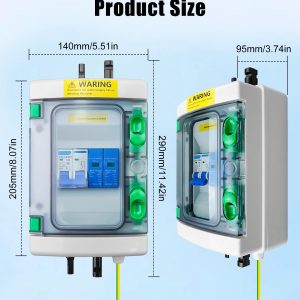 40A DC Solar Disconnect Switch – IP65 PV Circuit Breaker Box, 500V PV Disconnect Switch with Surge Protector & Solar Panel Connectors (Plug-and-Play)