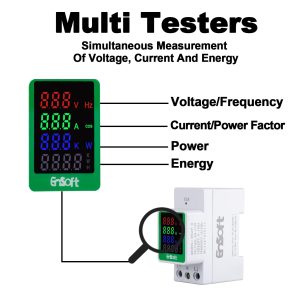 AC Digital Energy Meter,AC 80-270V 100A Ampermeter Voltmeter Ammeter Voltage Tester Amps Watt Kwh Frequency Power Factor Meter Multimeter (Built-in CT)