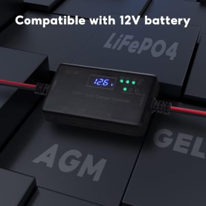 OXSUN MPPT Solar Charge Controller, 12V 10A Solar Panel Regulator with USB and Type-C outports Solar Regulator Compatible with Gel AGM LiFePO₄ Battery and SAE to Bare Wire Cable x 1