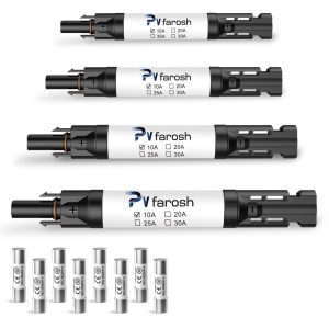 Pvfarosh 10A Solar Fuse Connector IP68 Waterproof 1000V in-line Fuse Holder 10A Male and Female Connector Waterproof in-Line Fuse Holder (Contains 8 fuses + 4 Solar Fuse Holders)