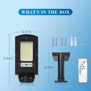 WYWNA Solar Lights Outdoor, IP66 Waterproof Motion Sensor Powered Solar Street Light, 6500K Dusk to Dawn LED Flood Light with Remote Control, Commercial Area Lighting for Yard Parking Lot (4 Pack)