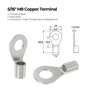 10AWG XT60i to O Ring Terminal Cable 15FT, Solar Battery Charging Cable with XT60i Connector Silicone Wire for Inverter Power Station RV Off Grid