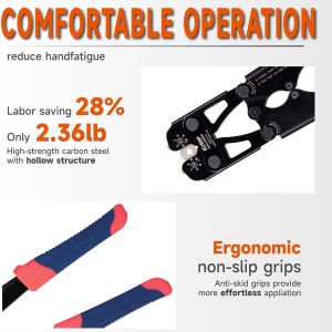 iCrimp Battery Cable Lug Crimping Tool Kit for 8-1/0 AWG - 63pcs Copper Lugs & 25pcs Heat Shrink Tubes, Wire Cutter & Stripper