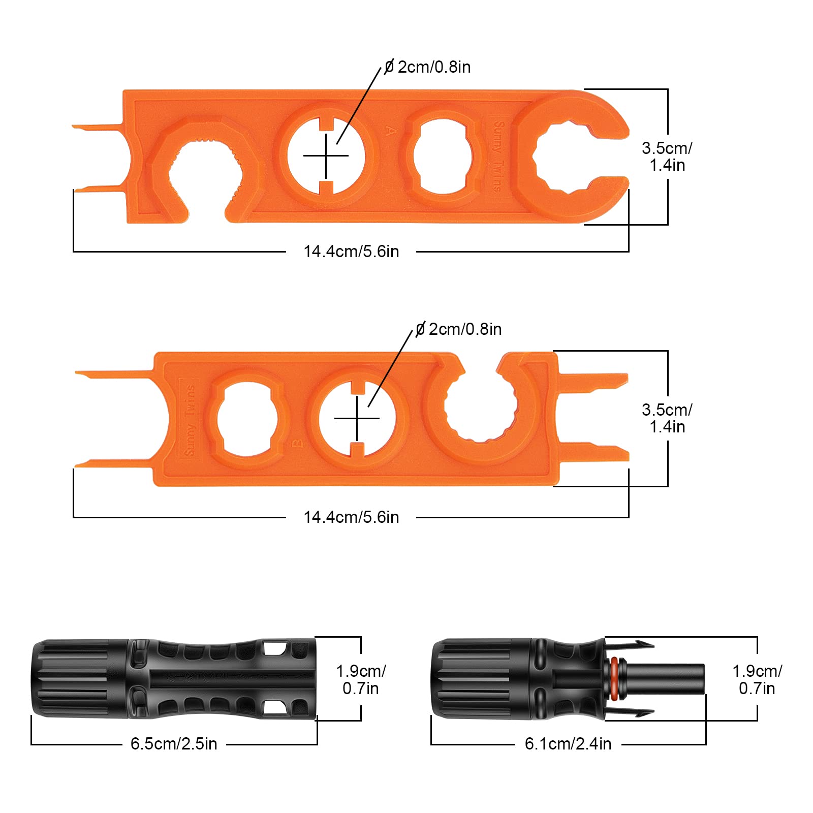 Geosiry 16 PCS 8AWG Solar Connectors with Spanners, 8 Pair Solar Panel Connectors Male/Female (8 Pairs 8AWG Solar Connectors) - Image 4