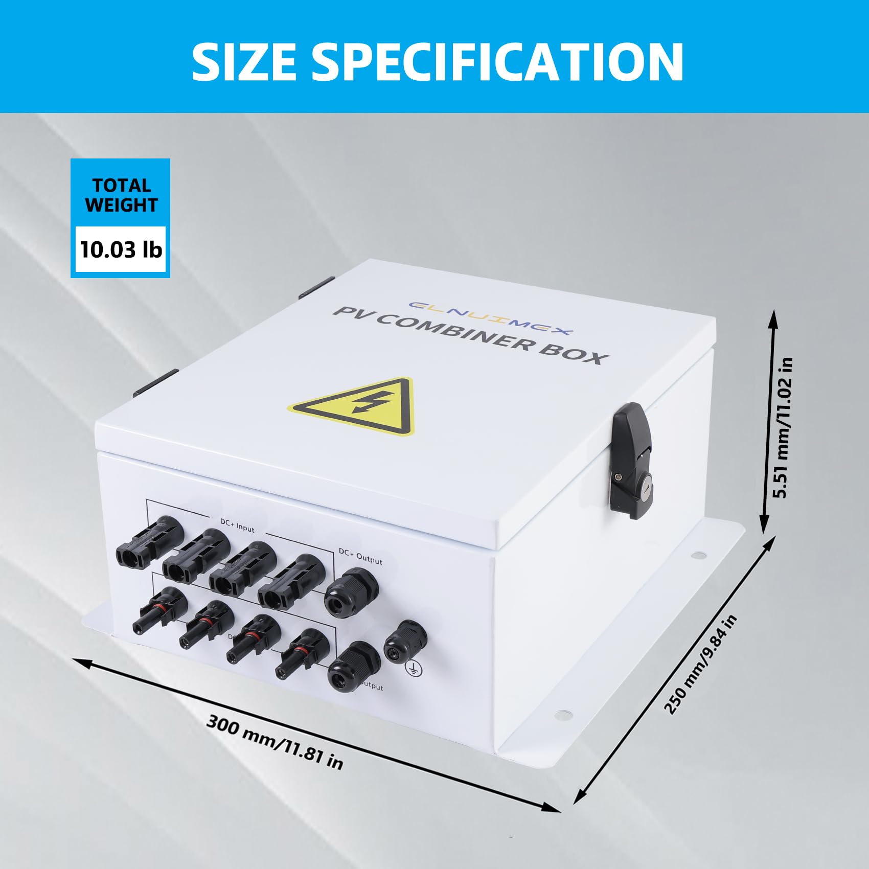 Elnuimex PV Combiner Box 4 String, IP65 Waterproof Solar Combiner with Lightning Arrester, Metal Box, 20A Rated Current Fuse and Circuit Breakers for On/Off Grid Solar Panel System - Image 7
