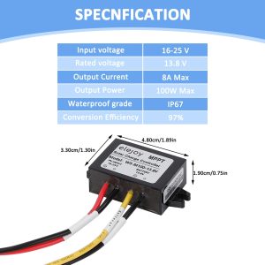 ELEJOY 8 Amp 13.8V 100W MPPT Solar Charge Controller 99% LiFePO4 Lithium Iron Phosphate Battery Ultra-Compact and Lightweight IP67 Waterprof