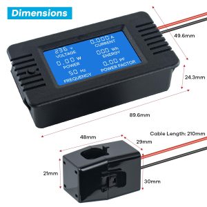 AC 80-260V 100A LCD Digital Display Multi-Function Power Monitor Voltage Current Frequency Power Factor Energy Meter Ammeter Voltmeter with Split Core Current Transformer