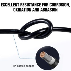 ECO-WORTHY 9AWG Battery Cable with 13/64'' Lug Terminals 12inch Cables Set Tinned Copper Battery Inverter Cable for Car, Truck, RV, Solar
