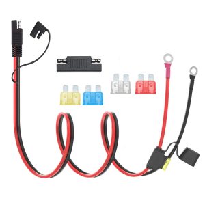 AYECEHI 3.3FT SAE to O Ring Terminal Extension Cable, 10AWG Heavy Duty, 2-Pin Quick Disconnect, Compatible with Motorcycle, Boat, Car & More