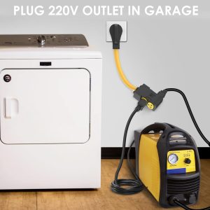 [240V to 120V] 30 Amp to 20 Amp 110 Adapter with Circuit Breaker Dryer Adapter Cord Distribution NEMA 14-30 Adapter to 4X 5-15R/5-20R T-Blade Multiple Use ETL Listed 1.5 FT Household Outlet