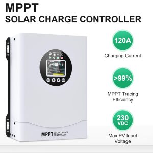 120A MPPT Solar Charge Controller, 12V 24V 36V 48V 60V 72V 84V 96V Battery System Auto , Solar Panel Charge Controller Regulator, LCD Display,Max Input PV 230V for FLD,LiFePO4,SLD,Gel,AGM