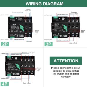 CENYB Automatic/Manual Transfer Switch for Home Generator 3P 100A AC110V Uninterrupted Power Supply DIN Rail Mount Toggle Changeover Module