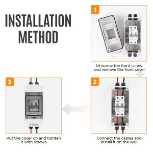 Pjerjzn Solar Panels Disconnect Switch 25A 1000VDC PV Shut Off Switch Outdoor Circuit Breaker Box IP65 Waterproof UV-Proof