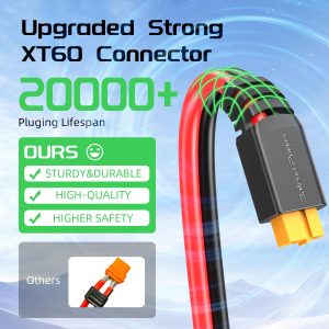 Bateria Power Solar to XT60 Charge Extension Cable 12AWG 10Ft Solar Connector to XT60 Adapter Cable for Solar Panel to LiFePO4 Battery RV Portable Power Station Solar Generator
