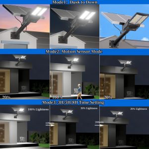 Ofuray Of-10600w Solar Street Lights Outdoor,750000lm Solar Security Flood Lights Parking Lot Commercial with Motion Sensor, 6500k IP67 Street Dusk to Dawn with Remote Control for Street,Park,Barn