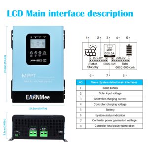 EARNMee 120A MPPT Solar Charge Controller,12V 24V 36V 48V 60V 72V 84V 96V Solar Battery Regulator PV Max 230V for Sealed Lead Acid Gel and Lithium Battery (120A)