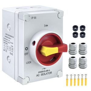 20Amp AC Disconnect Switch 4-Pole AC 800V IP66 Waterproof Isolation PV On Off Rotary Switch Ac Disconnect Box Outdoor Breaker Power Off ﻿